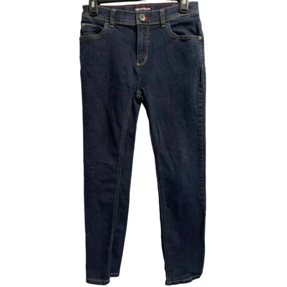 Tommy Hilfiger Girls Size 14 Slim Straight‎ Jeans Dark Wash Zip-Fly Denim Pants